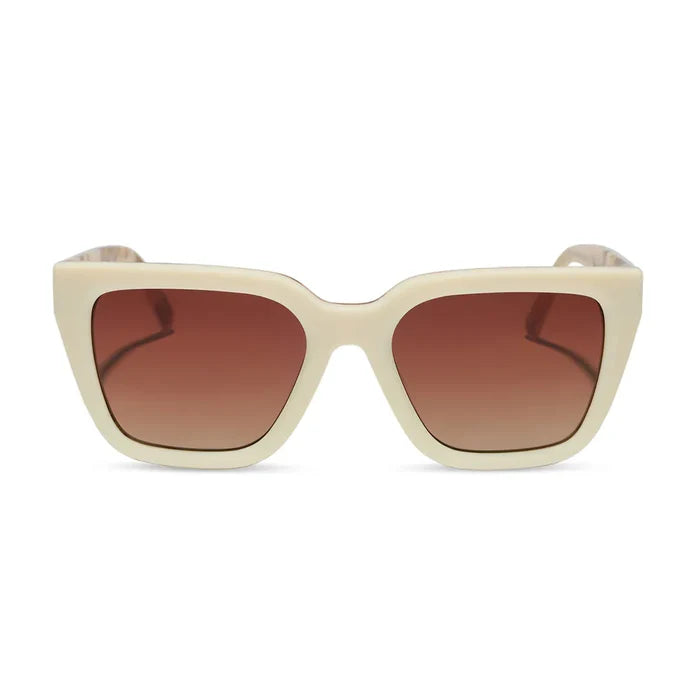 DIFF Eyewear Amara Courtside Ivory Gilded Tortoise Brown Gradient Polarized Sunglasses