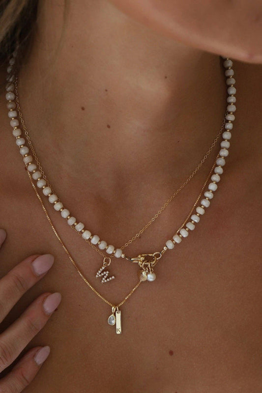 DISCONTINUED N1130GWH Necklace-White Silverite Beaded