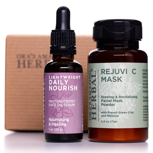 Draw, Nourish, and C Facecare Duo Lightweight Daily and Rejuvi C Mask White Background with Box