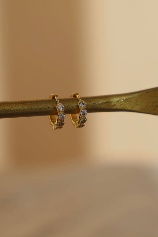E1694 Gold Earrings-Eternity Huggie Hoop