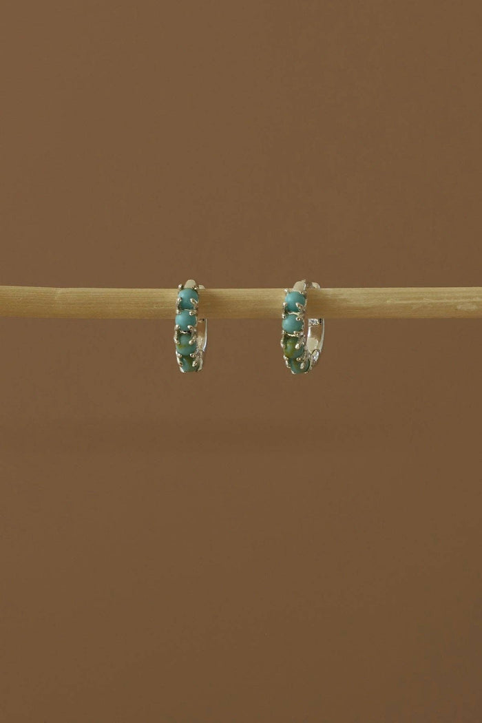 E1719S Earrings-Mini Turquoise Hoops