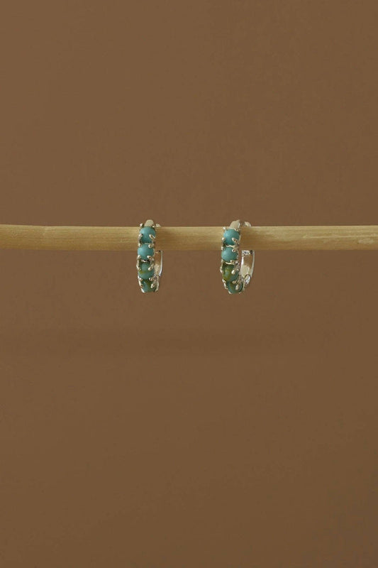 E1719S Earrings-Mini Turquoise Hoops