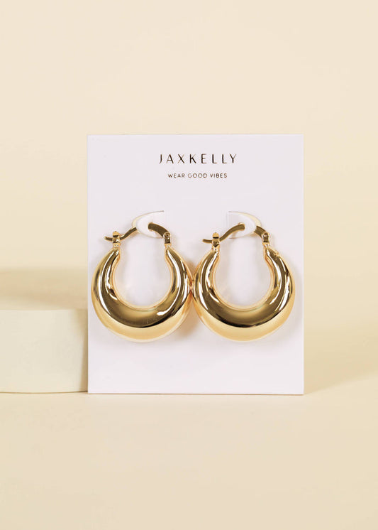 Earrings-Gold Wide Sculptural Hoop