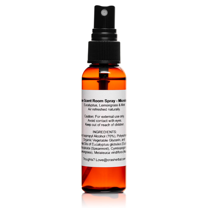 Clean Scent Room Spray 2oz White Background Square Microbatch Label