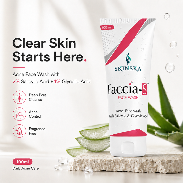 Faccia-S Anti-Acne Face Wash with Salicylic Acid & Glycolic Acid | For Oily & Acne-prone Skin