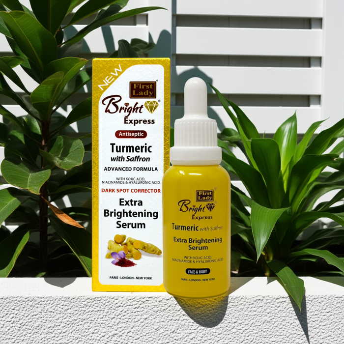 First Lady Bright Express Turmeric & Saffron Brightening Serum 30ml | Kojic Acid, Niacinamide & Hyaluronic Acid | Dark Spots, Glow & Even Skin Tone