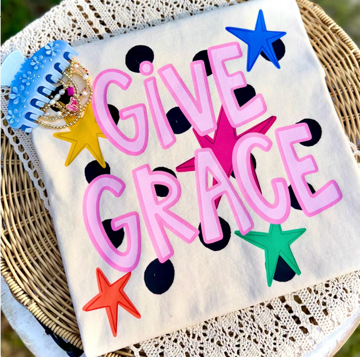 Give Grace Colorful Star Natural Tee
