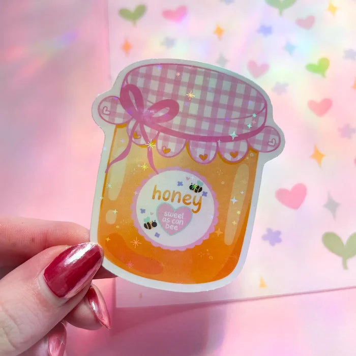 Happy Arden Honey Jar Holographic Vinyl Sticker