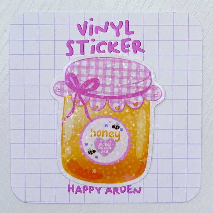 Happy Arden Honey Jar Holographic Vinyl Sticker