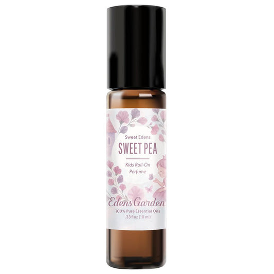 Edens Garden Sweet Pea kids roll-on perfume bottle on a white background