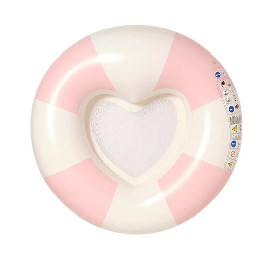 Inflatable Luxe Pool Ring - Stole My Heart Pink Stripe