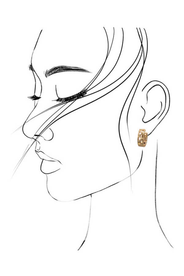 JOSSLYN by wall to wall - MINI CUTOUT CHECKER HOOP HUGGIE EARRING