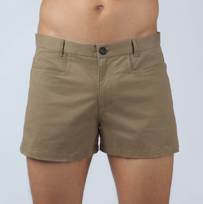 NEW- Khaki Solid Summit Short - Parke & Ronen