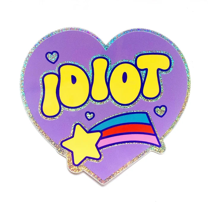 Krystan Saint Cat 'Idiot' Glitter Vinyl Sticker