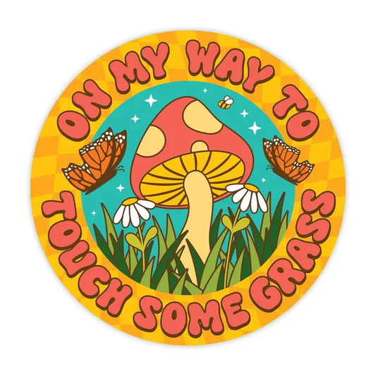 Krystan Saint Cat 'On My Way to Touch Some Grass' Vinyl Sticker