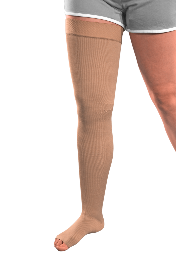 L & R ExoStrong Thigh High with Silicone Top Band 20-30mmHg - Compression Level: Firm 20-30 MmHg - Unisex - Leg