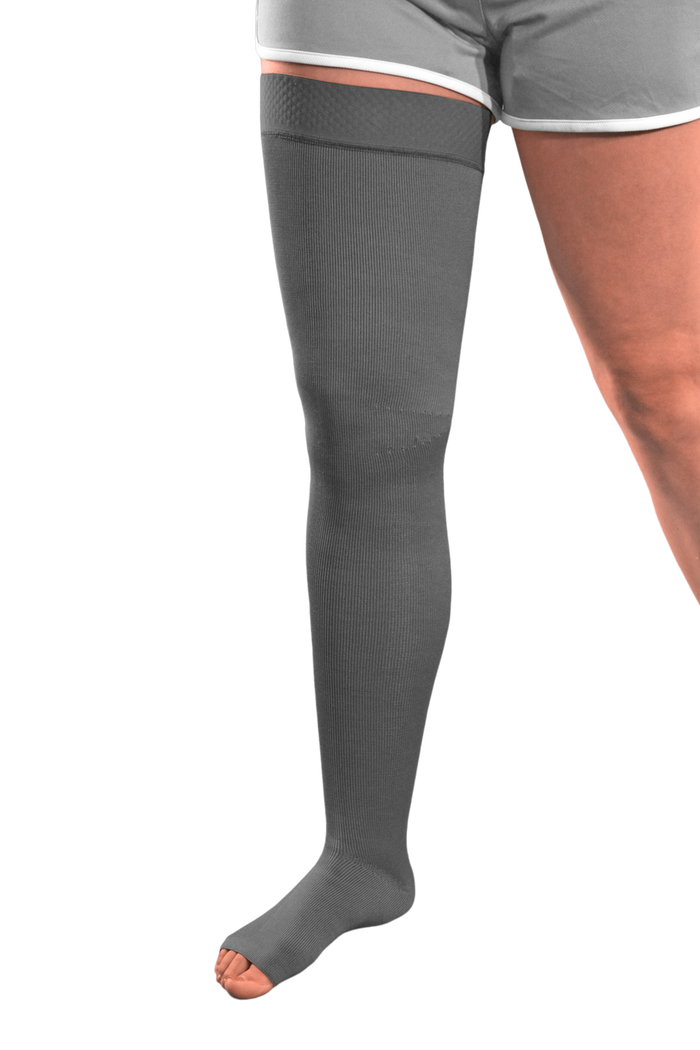L & R ExoStrong Thigh High with Silicone Top Band 20-30mmHg - Compression Level: Firm 20-30 MmHg - Unisex - Leg