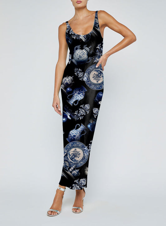 L'Agence Akiya Tank Dress in Blue Porcelain
