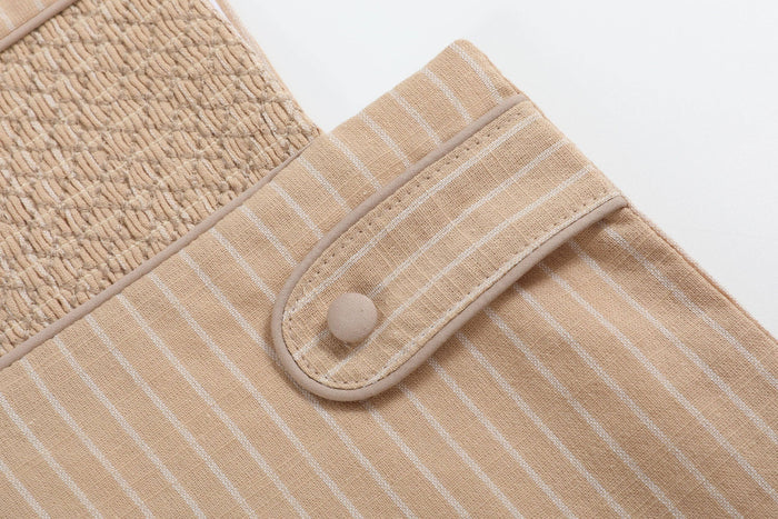 Light Brown Pinstripe Smocked Jon Jon
