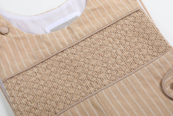 Light Brown Pinstripe Smocked Jon Jon