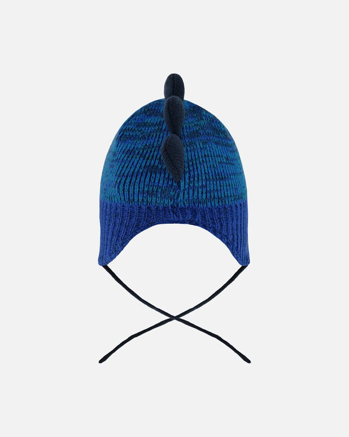 Lined Dino Peruvian Knit Winter Hat With Pompom Blue | Deux par Deux | Jenni Kidz