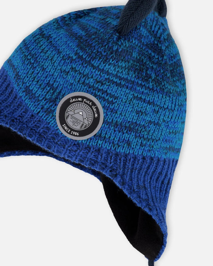 Lined Dino Peruvian Knit Winter Hat With Pompom Blue | Deux par Deux | Jenni Kidz