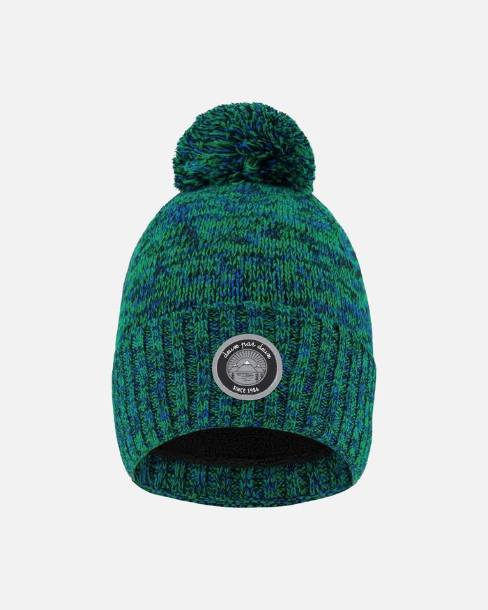 Lined Knit Pompom Hat Black And Blue | Deux par Deux | Jenni Kidz