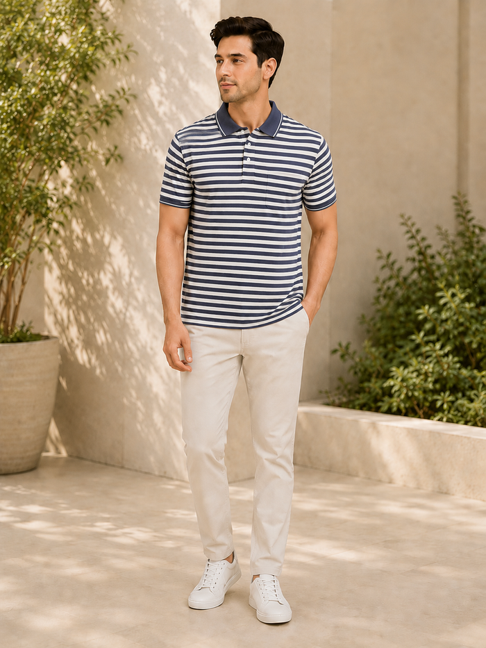 Men’s Aquqa Striped Polo T-Shirt