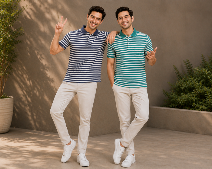 Men’s Aquqa Striped Polo T-Shirt