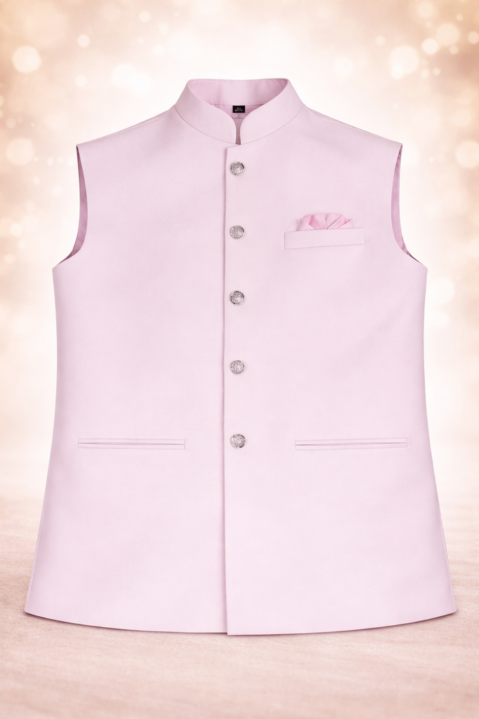 Men’s Blush Pink Solid Nehru Jacket