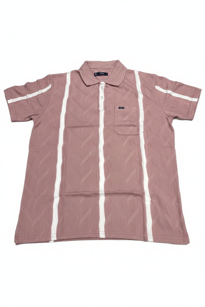 Men’s Dusty Pink Vertical Stripe Polo T-Shirt