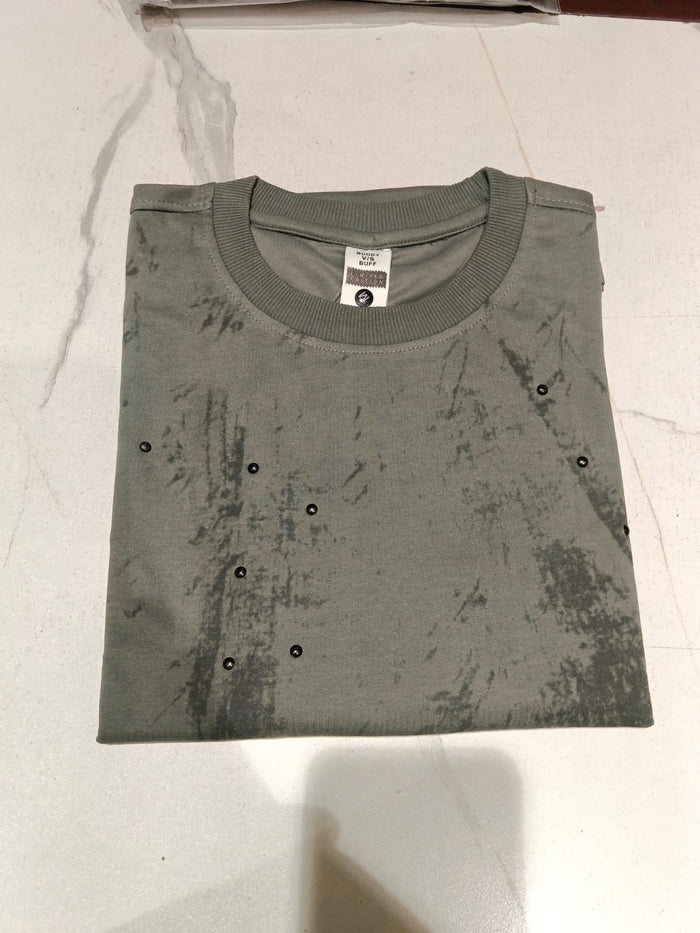 Men’s Grey Abstract Printed Round-Neck T-Shirt