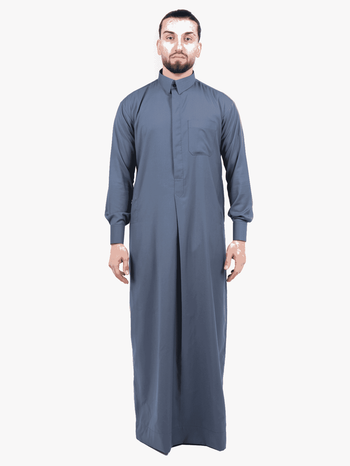Mens Pastel Blue Cashmere Wool Qatari Thobe