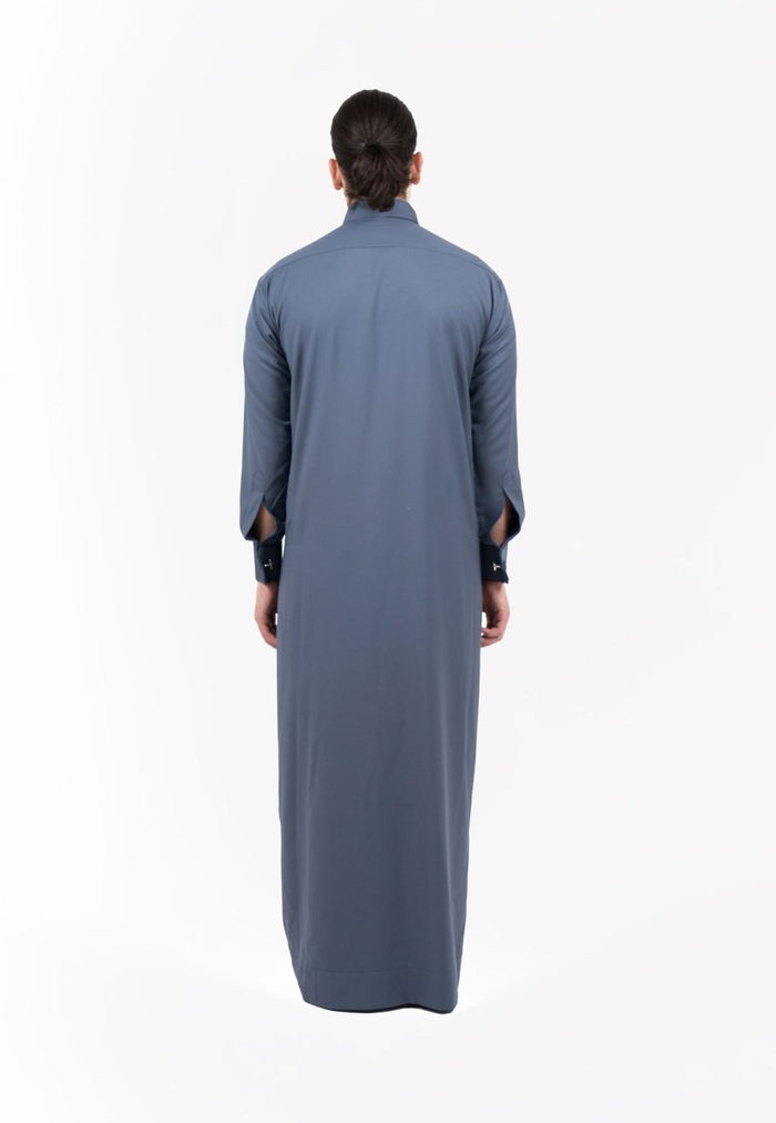 Mens Pastel Blue Cashmere Wool Qatari Thobe