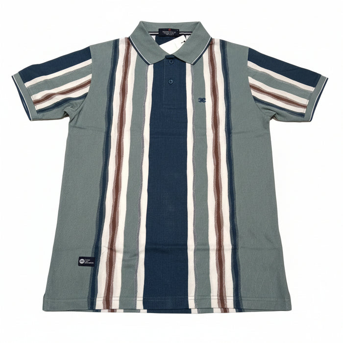 Men's Sage GREY Vertical Stripe Polo T-Shirt
