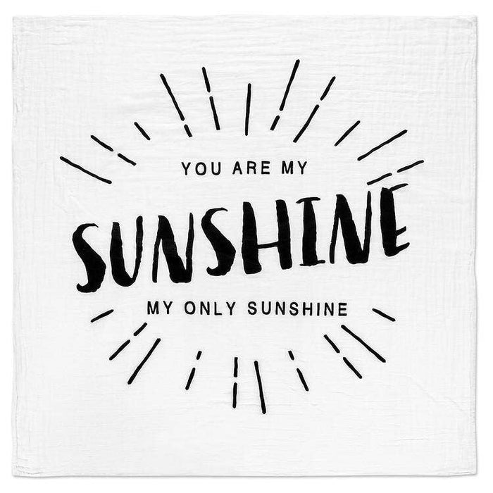 Modern Burlap Organic Cotton Black & White Muslin Swaddle - You Are My Sunshine