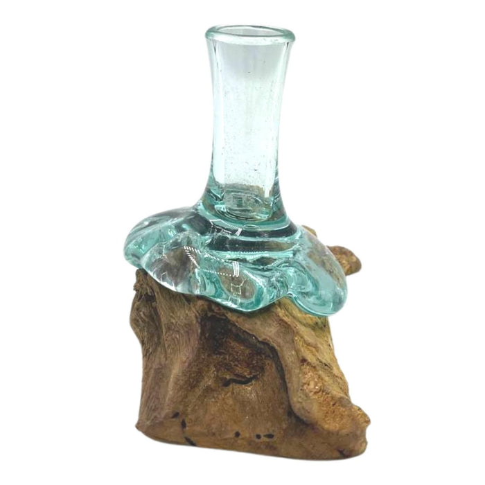 Molton Glass Small Flower Vase on Wood - Ornament