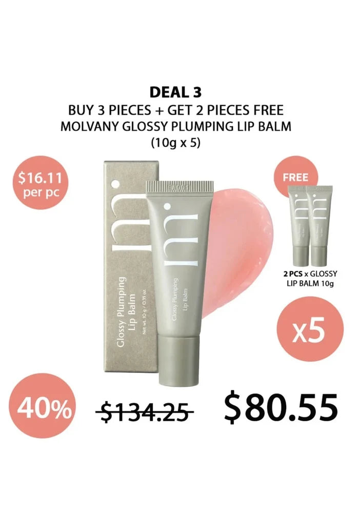 (BUY 3+2 FREE)  MOLVANY GLOSSY PLUMPING LIP BALM