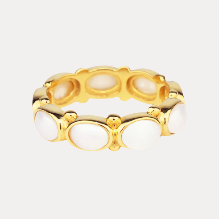 Nana White Pearl Ring: Modern Mabe Pearls in 18k Gold Plate (Stackable!) | BuDhaGirl
