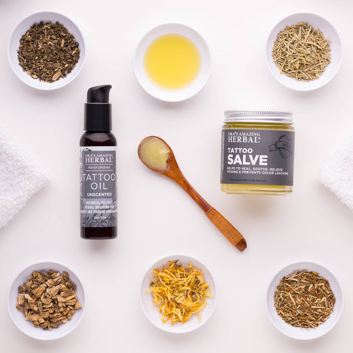 Natural Tattoo Aftercare Set Lifestyle Indoor Herbs Texture