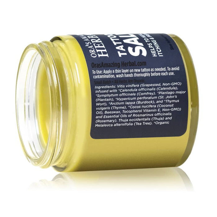 Natural Tattoo Aftercare Set Tattoo Salve 4oz Back Label Ingredients White Background