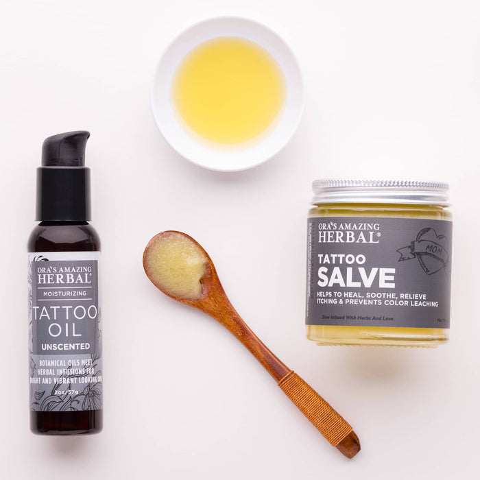 Natural Tattoo Aftercare Set White Background Texture