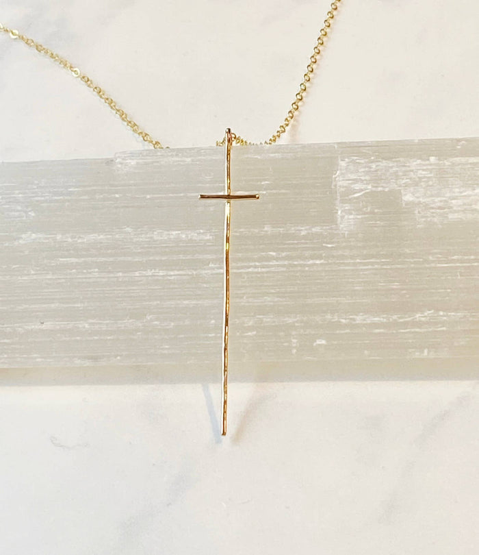 Necklace-Modern cross-14kt gold filled