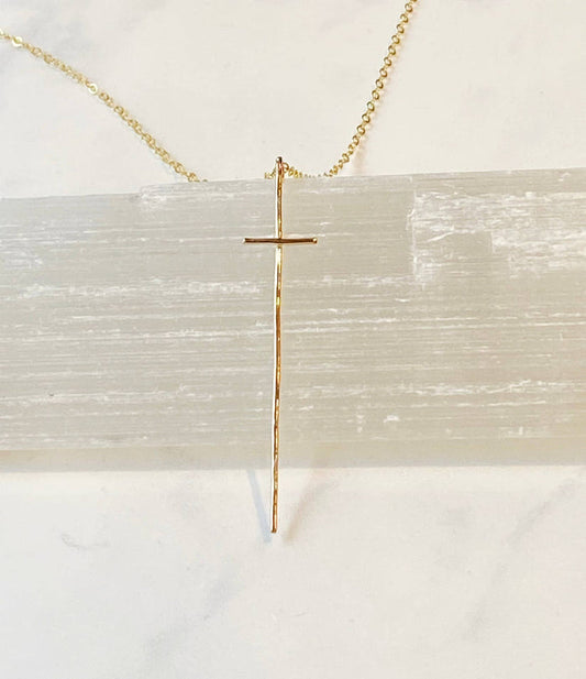 Necklace-Modern cross-14kt gold filled