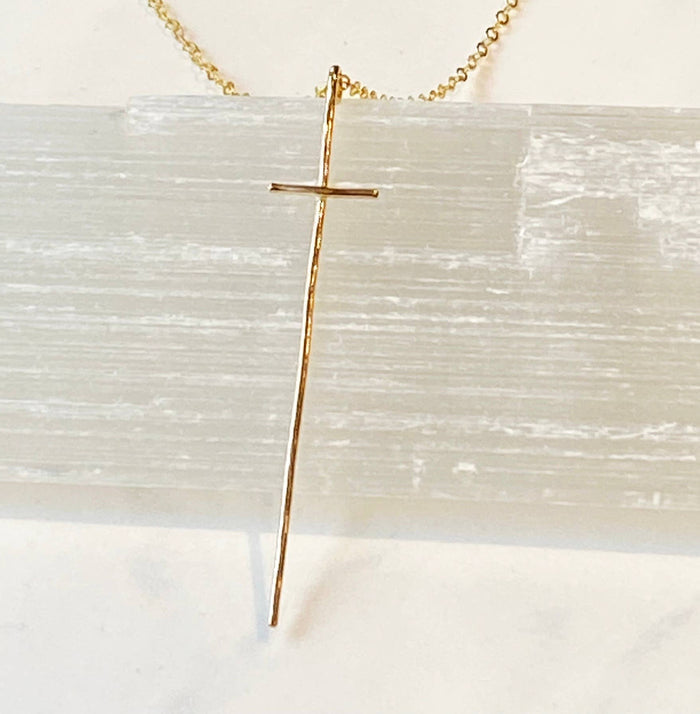 Necklace-Modern cross-14kt gold filled