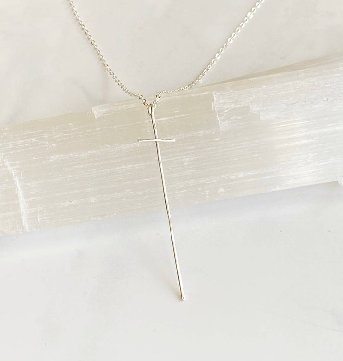 Necklace-Modern cross-sterling silver