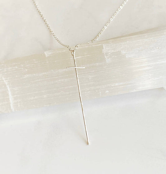 Necklace-Modern cross-sterling silver