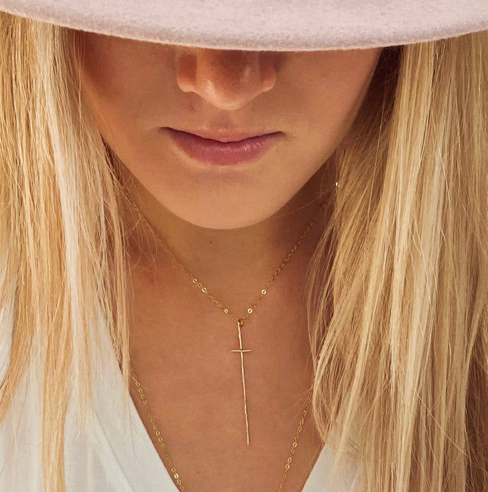 Necklace-Modern cross-sterling silver