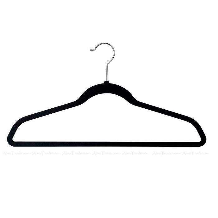 Non Slip Flocked Space Saving Clothes Hangers Pack Of 50 - Black