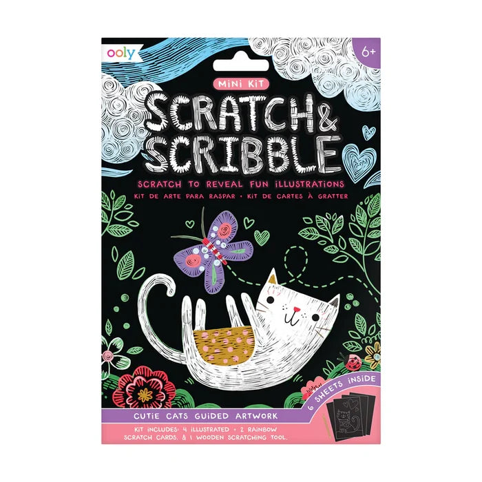 Ooly Scratch & Scribble Mini Scratch Art Kit - Cutie Cats